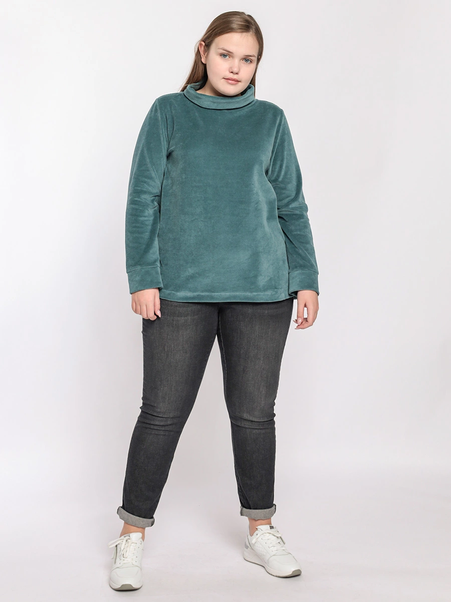 Вельветовый бирюзовый свитшот